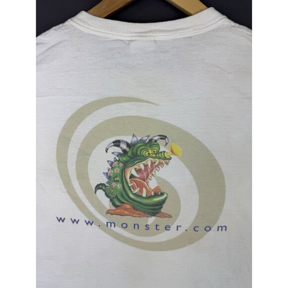 Vintage 90's Monster Dot Com Website Promo Rare Computer Art Graphic White Shirt - Picture 3 of 14